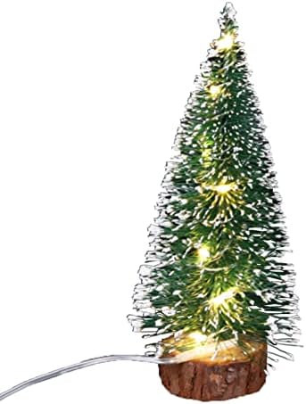 פרזו שלג נוהר עץ חג מולד מלאכותי עם נורות LED, עץ אורן לחג המולד מיני מקסים לילה רב צבעוני 15 סמ
