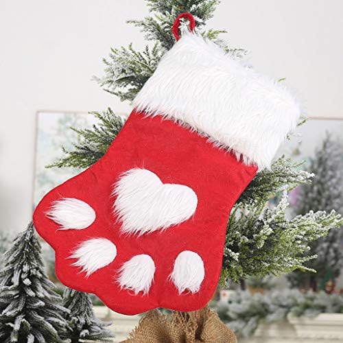 קישוטי חיות מחמד מתנה גרביים אפורות תלויים תיק אדום לחג המולד לחג המולד לחג המולד. קישוט יום הולדת לעיצוב יום הולדת