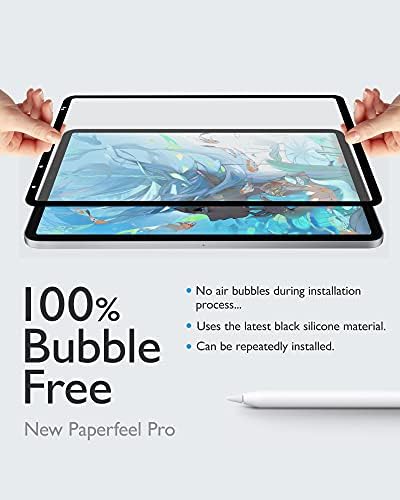 Mobdik Paperfeel Pro Pro מגן מסך התואם ל- iPad Pro 11 אינץ 'ואייפד אייר דור 5 ודור אייפד אייר דור רביעי, אנטי-שחור-שחור/אנטי אצבעות, נשלף וניתן לשימוש חוזר ונטול בועה, תואם לעיפרון של אפל