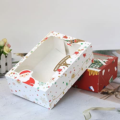12 יחידות חג המולד ביסקוויט קופסות עם חלון חג המולד אחסון קופסות עוגת אריזה קופסות קישוט מיכל