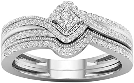 כרית מעוקב זירקוניה מעורבות חתונה סט טבעת כלה לנשים מציעות טבעת אופנה 925 טבעות כסף