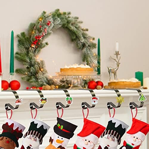 מחזיקי גרבי חג המולד של הלובין למערכת המעטפת של 6, קליפי גרב חג המולד ללא החלקה ווים לגרב ווים לאח, ווים גרבי מנטל מתכווננים לקישוט חג המולד