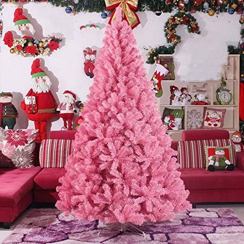 עץ חג מולד מלאכותי 6.8ft מלא מלאכותי, אשוחית פרימיום תלויה במעמד מתכת ידידותי לסביבה PVC עץ אורן חג המולד, הרכבה קלה, קישוט לחג-ורוד 6.8ft
