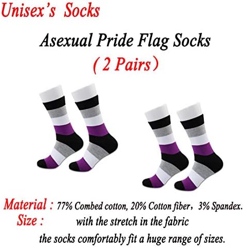 Jxgzso 2 זוגות גרבי דגל גאווה א -מינית גרביים בגדים א -מיניים