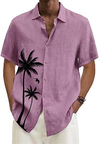 חולצת הוואי לגברים, חולצת כפתור מזדמן שרוול קצר חולצה רופפת חולצה חוף חיונית לחג עליון טרופי