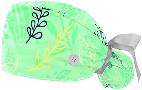 כובע העבודה המתכוונן של נשים 2 יחידות עם כפתורים ופס זיעה עלה יער ירוק בגודל אחד