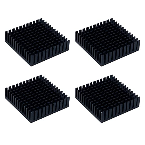 Wealrit 4 PCS כיס חממה אלומיניום שחור, ערכת קירור חימום מחשב, רדיאטור אלומיניום קירור חימום עבור CPU IC CHIPS VRAM VGA RAM, 40 x 40 x 10 ממ