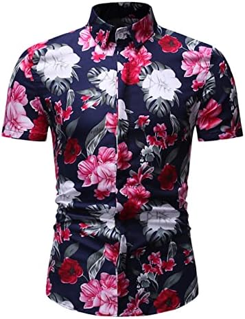 גברים חולצות הוואי מזדמנים פרחים שרוולים קצרים פרחוניים כפתור חולצות מודפסות שמלת חוף מזדמנים חולצות אלוהה