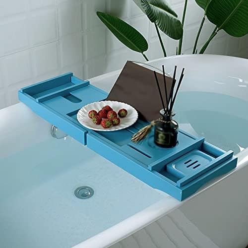 BBSJ נשלף מגש אמבטיה כחול מקלחת אמבטיה חדרי אמבטיה אביזרים מעמד מדף אחסון עמדת מדף