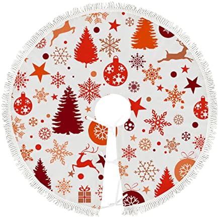 חצאית עץ חג המולד גדולה עץ חג המולד אדום בוהק פתיתי שלג 48 אינץ