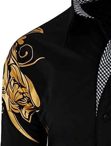 Jeke-DG היפסטר מקסיקני עיצוב שמלת שמלה חולצה גברים גברים מזדמנים של שרוול ארוך הבטמת מעיל רקמה מודפס מזהב