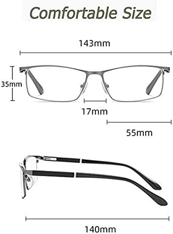 משקפי קריאה של LMDGDS עם קייס אור כחול של גברים חוסמים משקפי ראייה מתכתיים קוראים מחשב עם צירים טעונים באביב